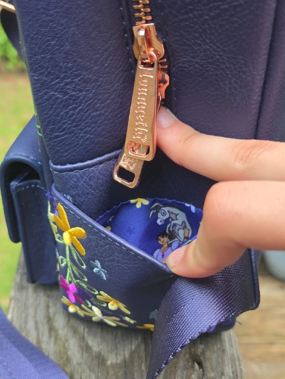 Loungefly Navy Floral 'Being Strong is Fabulous' Mini Backpack